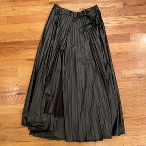 Zara Patent Leather Pleated Wrap Skirt